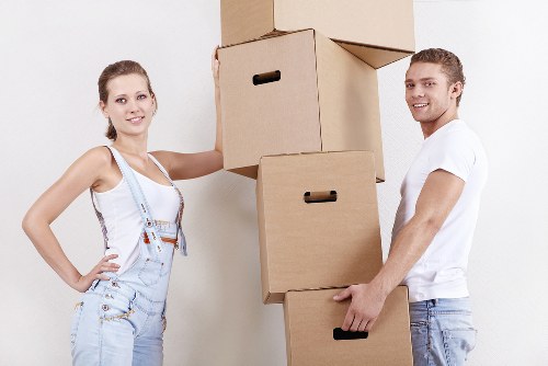 Loading household boxes and furniture during a Dulwich house move