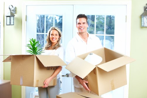 Packed boxes and furniture ready for transport during a Dulwich removal